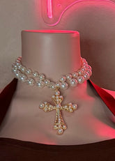 Cross pearl necklace