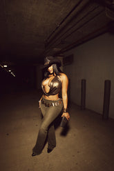 Golden Shimmer Halter Top