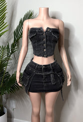 Denim Skirt Matching Set